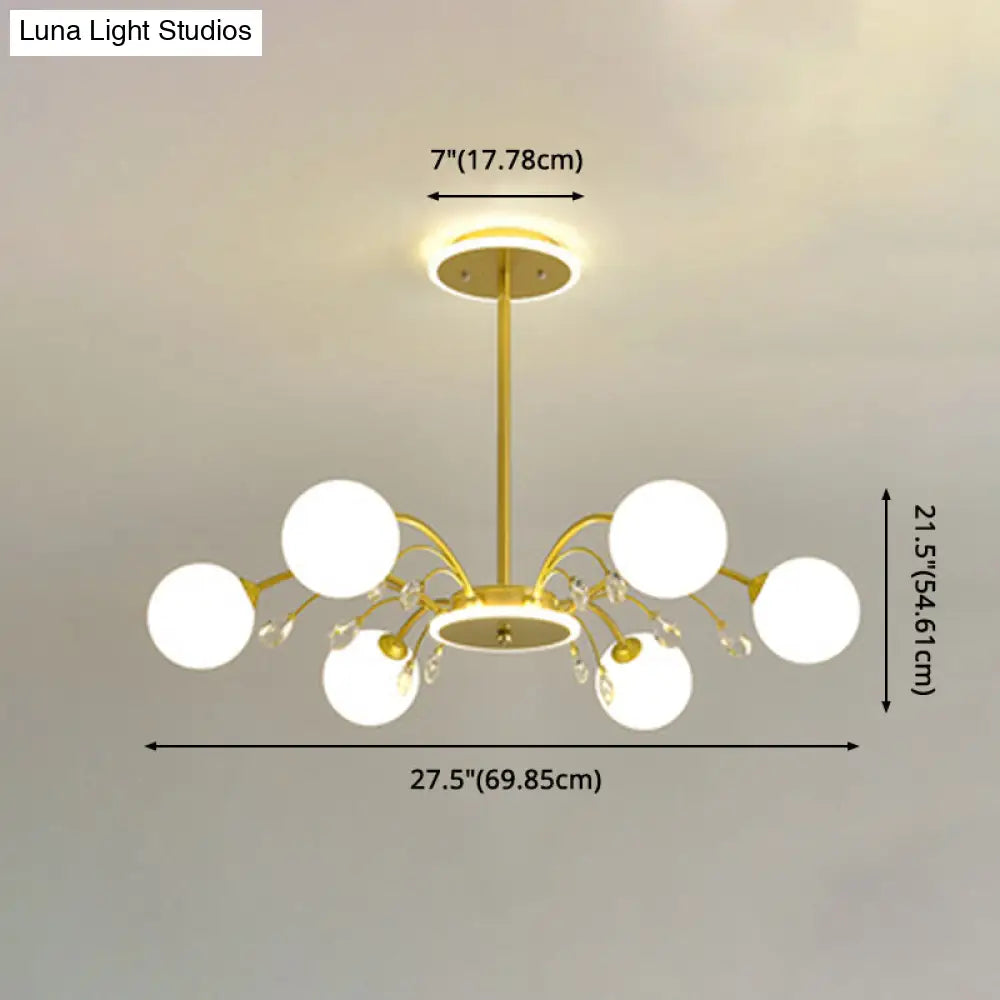 Modern Modo Chandelier With Opal Frosted Glass | Ceiling Hang Light For Sitting Room