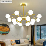 Modern Modo Chandelier With Opal Frosted Glass | Ceiling Hang Light For Sitting Room