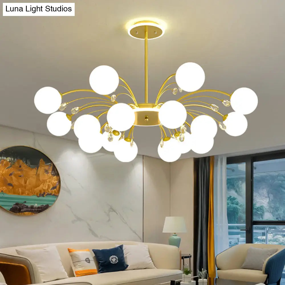 Modern Modo Chandelier With Opal Frosted Glass | Ceiling Hang Light For Sitting Room