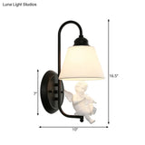 Modern Monochrome Angel Deco Wall Light - Elegant Metal Lamp For Adult Bedroom