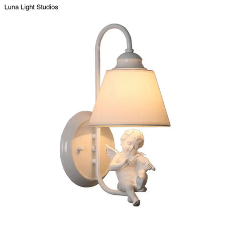 Modern Monochrome Angel Deco Wall Light - Elegant Metal Lamp For Adult Bedroom