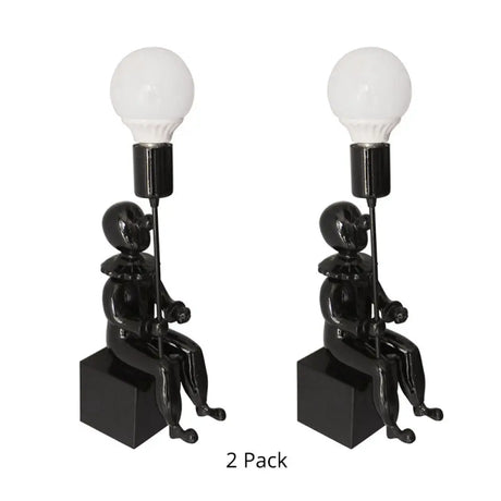Modern Monochrome Boy Wall Light For Bedroom - Resin 1 Head Lamp Black / 2