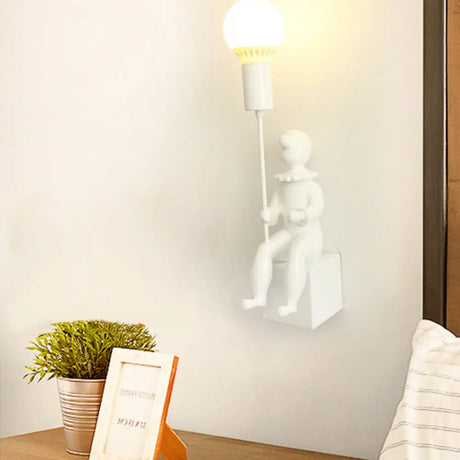 Modern Monochrome Boy Wall Light For Bedroom - Resin 1 Head Lamp White /