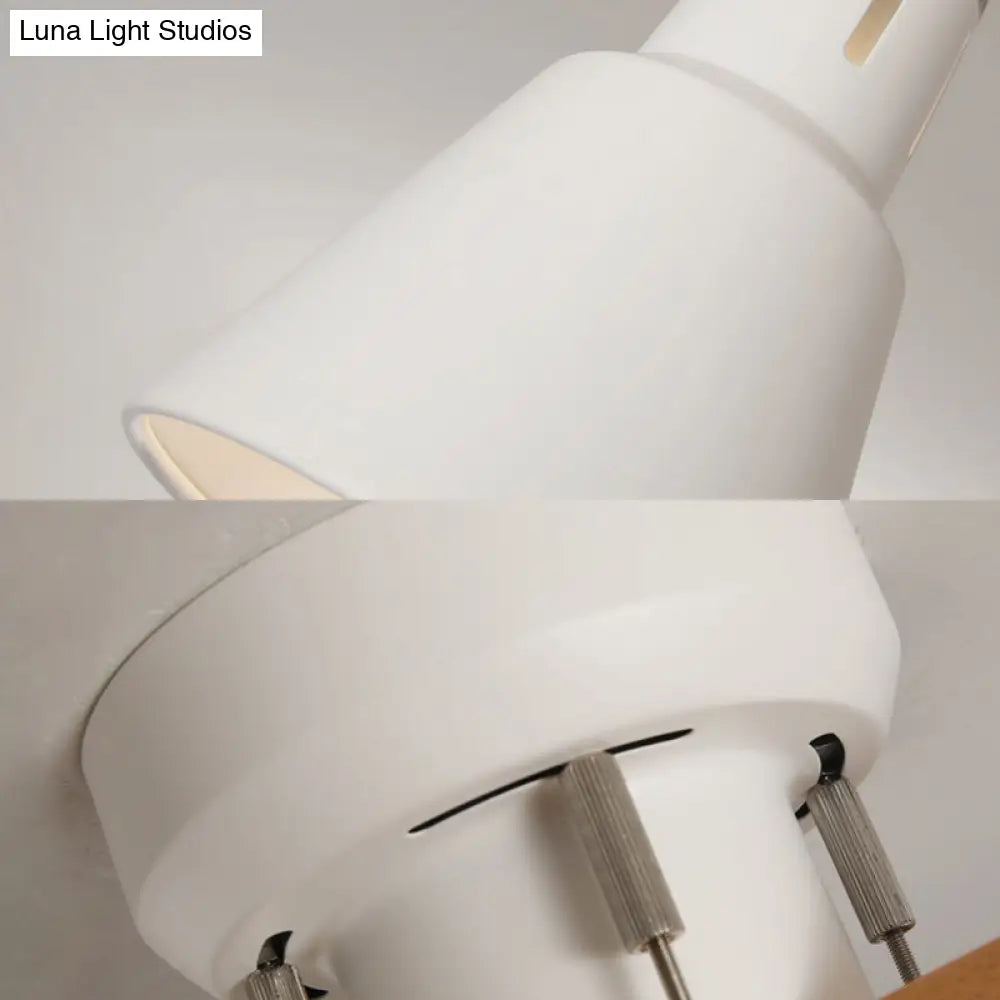 Modern Monochrome Bucket Shade Semi Flush Ceiling Light – 4 Lights Metallic Lamp For Bedroom