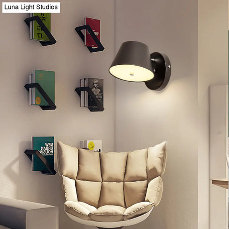 Modern Monochrome Trapezoid Wall Sconce - Stylish Rotatable Metal Lamp For Office