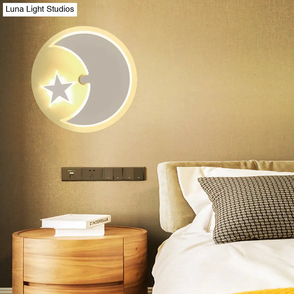 Modern Moon & Star Led Wall Sconce For Romantic Study Room Lighting