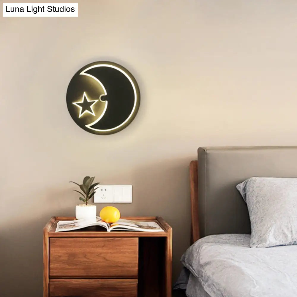Modern Moon & Star Led Wall Sconce For Romantic Study Room Lighting