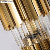 Modern Multi Layer Metal And Crystal Prisms Wall Lamp - 2/3 Bulbs Brass Finish