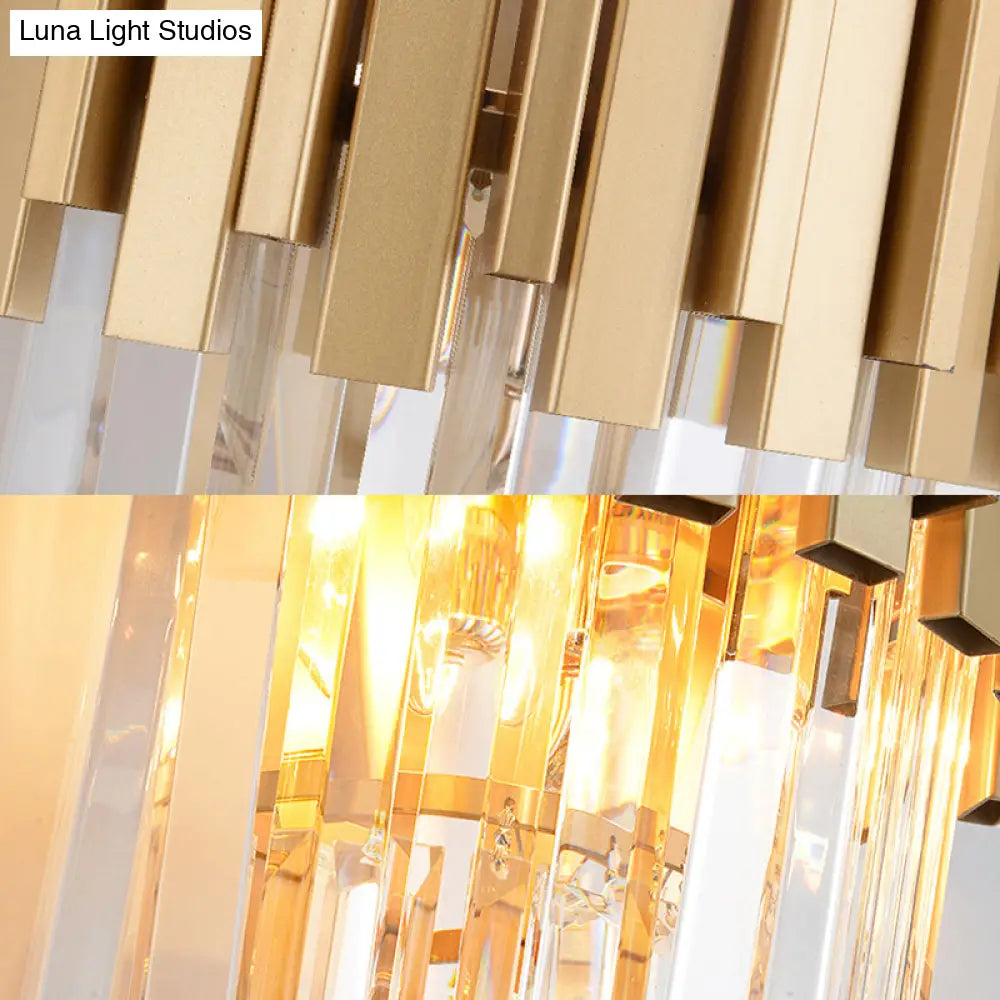 Modern Multi Tier Wall Lamp With Crystal Prism Metal 4-Head Light Fixture For Dining Room
