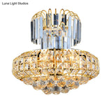 Modern Mushroom Chandelier With Faceted Crystals - 6 Lights Gold Finish Perfect For Lobby Bar