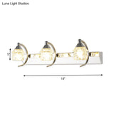 Modern Mushroom Vanity Mirror Light - Clear Crystal 3-Light Bathroom Wall Lamp In Silver With Curved