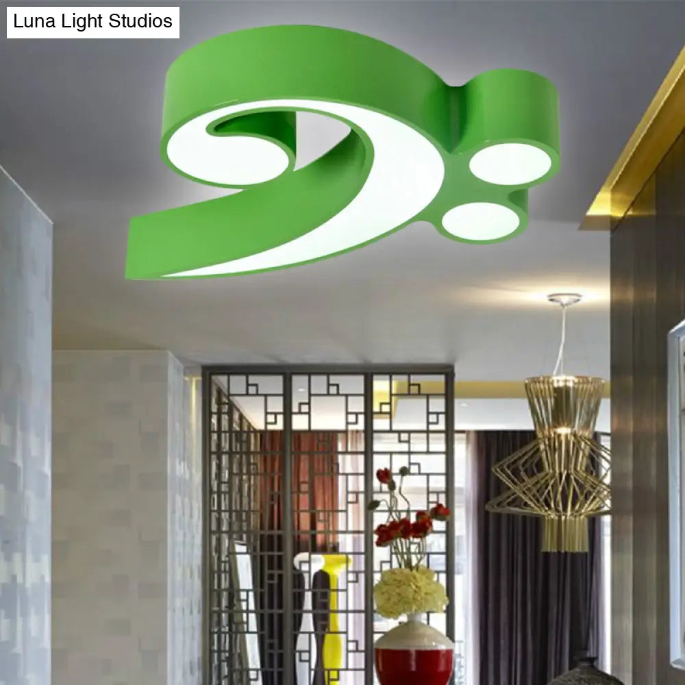 Modern Musical Note Flush Ceiling Light For Bedroom - Acrylic Lamp