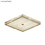 Modern Nickel Flush Mounted Led Lamp With Squared Crystal Facets For Bedroom Lighting