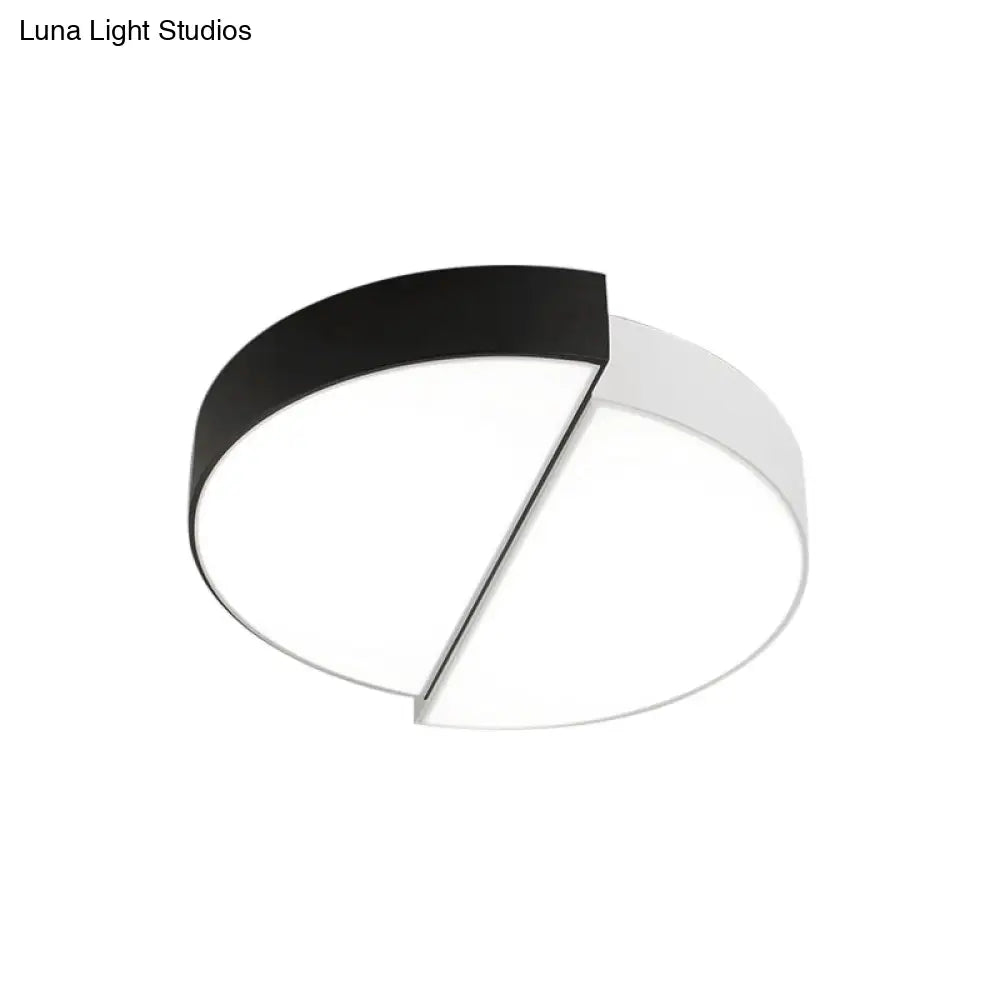 Modern Nordic 2 - Semicircular Ceiling Light - Integrated Led Flush Mount In Black & White Acrylic