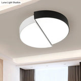 Modern Nordic 2 - Semicircular Ceiling Light - Integrated Led Flush Mount In Black & White Acrylic