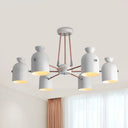 Modern Nordic 6-Head Chandelier Lamp with Half-Capsule Design and Metallic Finish in White White