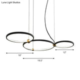 Modern Nordic Black Chandelier Led Hanging Light For Restaurant And Study Room - Warm/White
