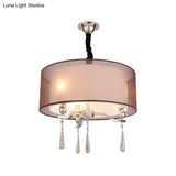 Modern Nordic Chandelier Light With 3 Cylinder Fabric Shades - Black/Red