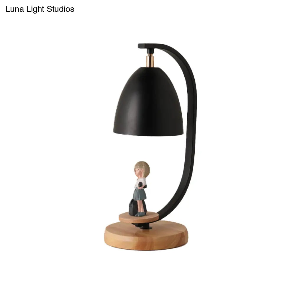 Modern Nordic Conical Nightstand Lamp - White/Black Metallic 1 Light Girl Decor