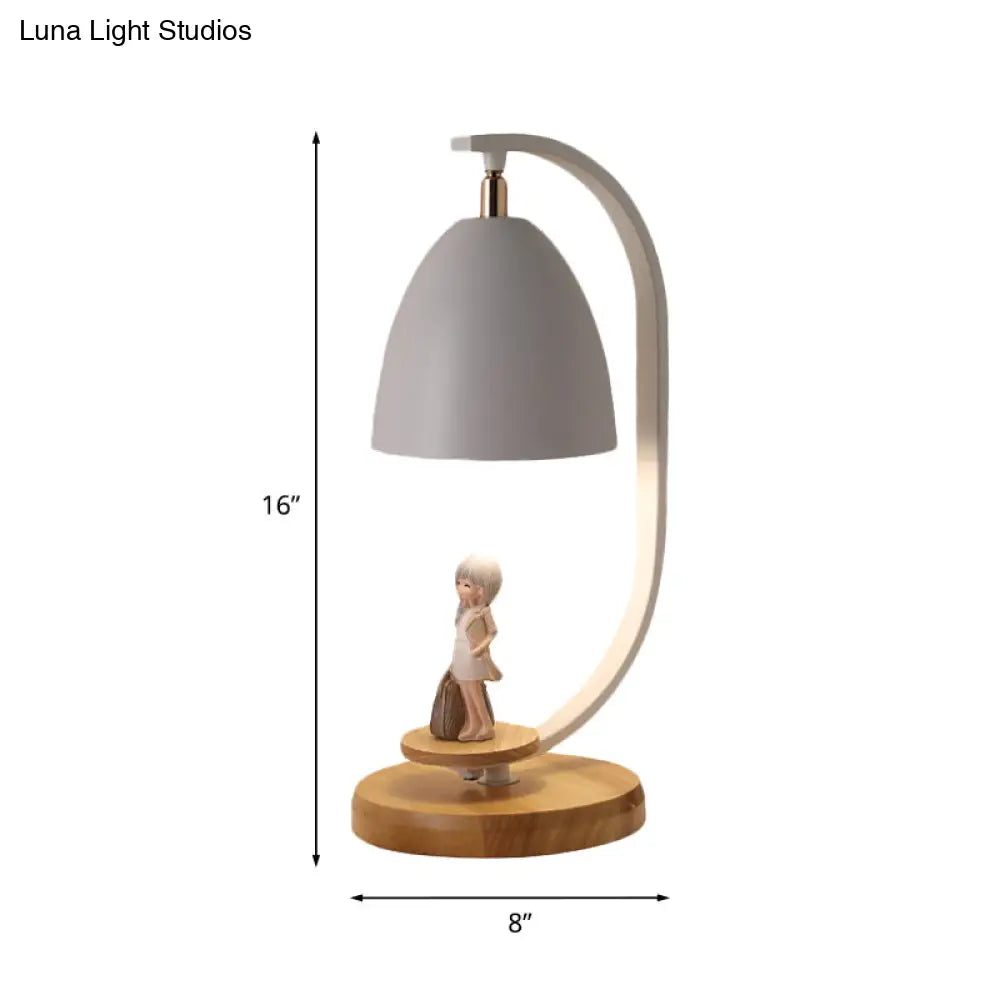 Modern Nordic Conical Nightstand Lamp - White/Black Metallic 1 Light Girl Decor
