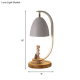 Modern Nordic Conical Nightstand Lamp - White/Black Metallic 1 Light Girl Decor