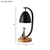 Modern Nordic Conical Nightstand Lamp - White/Black Metallic 1 Light Girl Decor