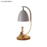 Modern Nordic Conical Nightstand Lamp - White/Black Metallic 1 Light Girl Decor
