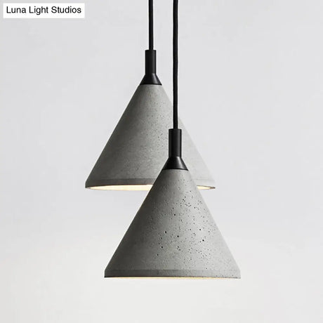 Modern Nordic Conical Suspension Light: Grey 1-Light Pendant Fixture For Dining Room