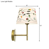 Modern Nordic Embroidery Fabric Drum Wall Mount Lamp - 1-Head Gold Lighting Ideas