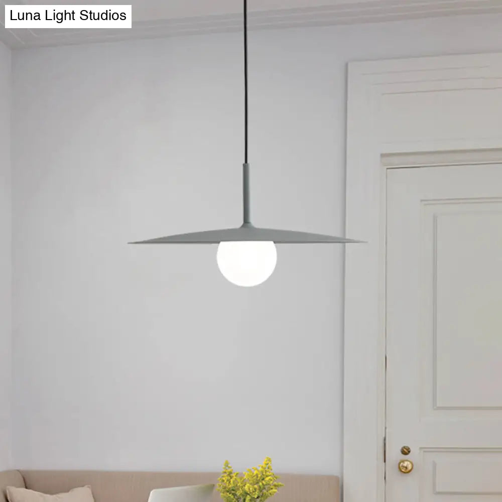 Modern Nordic Hanging Pendant Light With Milk Glass Shade - Single Bulb Ceiling Fixture In