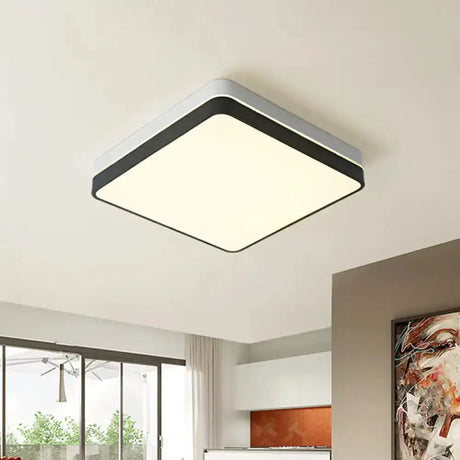 Modern Nordic Led Ceiling Light In Black & White - Round Square Or Rectangle Flushmount /