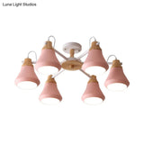 Modern Nordic Metal Chandelier - Pink Pyramid Hanging Lamp Fixture Ideal For Kindergarten Multiple