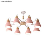 Modern Nordic Metal Chandelier - Pink Pyramid Hanging Lamp Fixture Ideal For Kindergarten Multiple