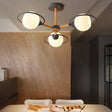 Modern Nordic Pendant Chandelier With 3 Milk Glass Spherical Shades - Kitchen Lighting Grey