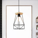 Modern Nordic Pendant Light - Metal Cage Shade 1 Head Ceiling Fixture In Black/Blue Black
