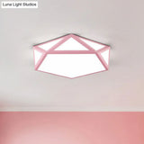 Modern Nordic Pentagon Led Flush Mount Light Fixture For Bedrooms Pink / White