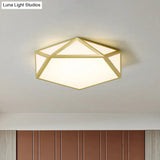 Modern Nordic Pentagon Led Flush Mount Light Fixture For Bedrooms Gold / White