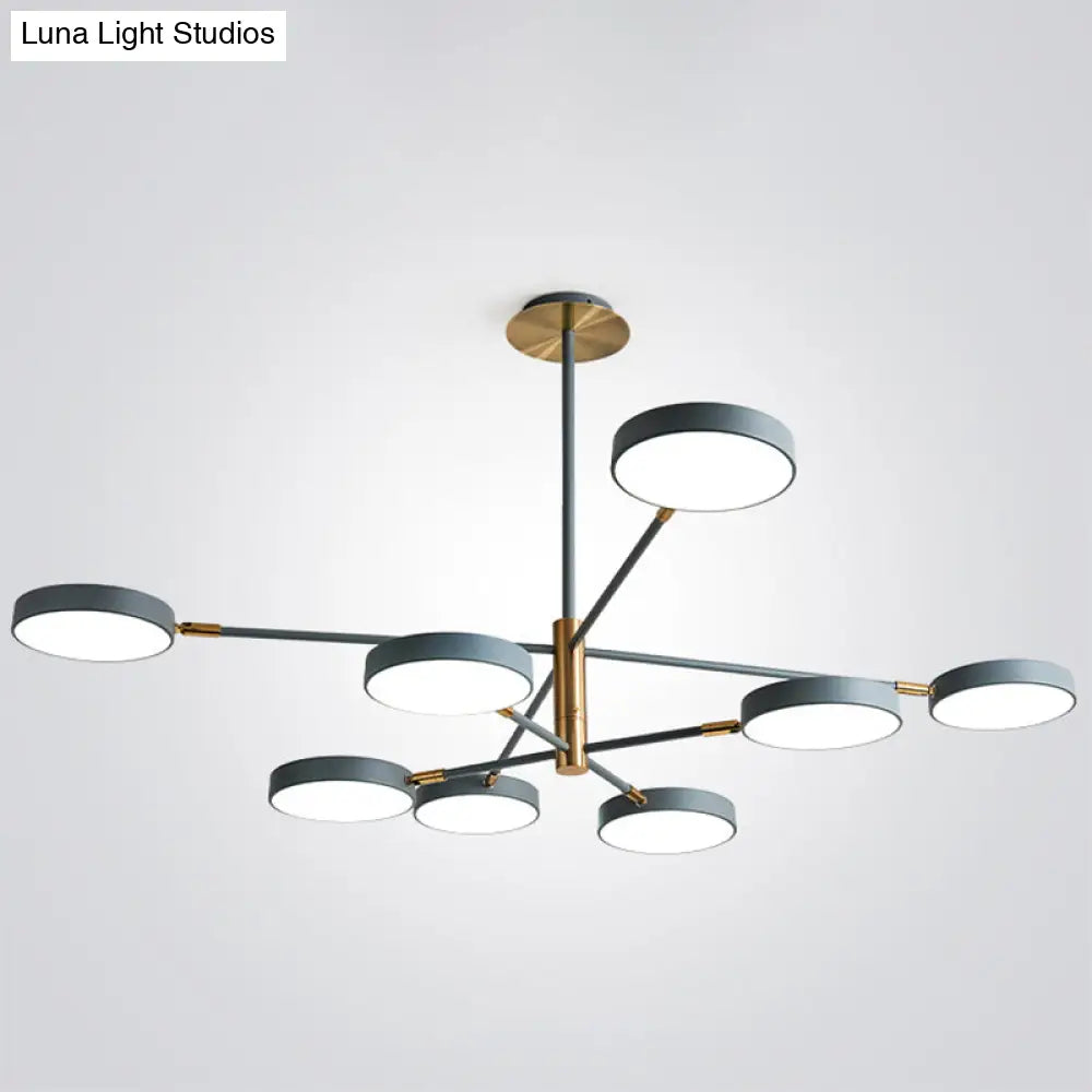 Modern Nordic Round Chandelier Pendant Light Metallic Hanging Fixture For Living Room