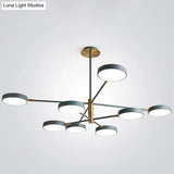 Modern Nordic Round Chandelier Pendant Light Metallic Hanging Fixture For Living Room