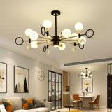 Modern Nordic Style 6/8-Light Black Chandelier With Globe Glass Shade 8 /