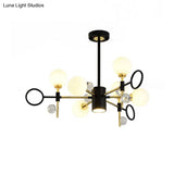 Modern Nordic Style 6/8-Light Black Chandelier With Globe Glass Shade