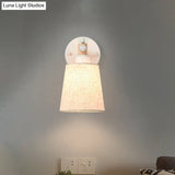 Modern Nordic Wall Lamp With Horn Shade And Wood Joint In Black/White - 1-Light Sconce