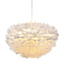 Modern Nordic White Feather Globe Pendant Light For Bedroom Ceiling / 12