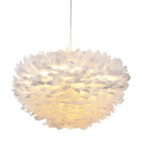 Modern Nordic White Feather Globe Pendant Light For Bedroom Ceiling / 12
