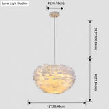Modern Nordic White Feather Globe Pendant Light For Bedroom Ceiling