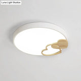 Modern Nordic Wood Heart Pattern Acrylic Flush Mount Ceiling Light In Green/White/Grey