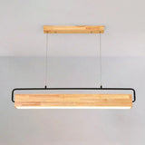Modern Nordic Wood Island Pendant Light - Strip Design For Restaurants / 28.5 Warm