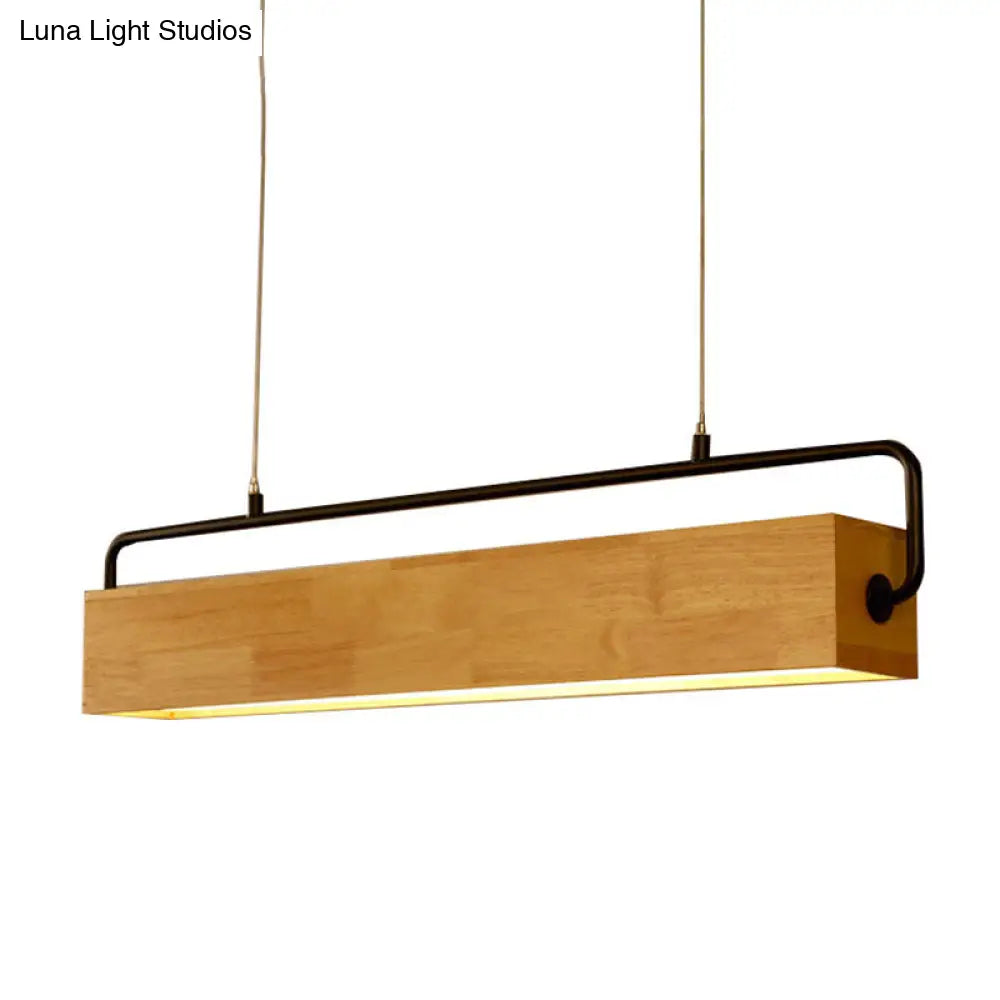 Modern Nordic Wood Island Pendant Light - Strip Design For Restaurants