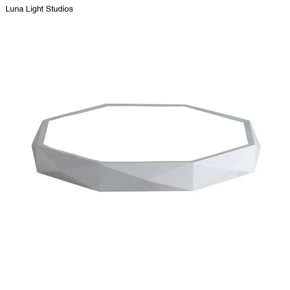 Modern Octagon Metal Led Flush Mount Lamp - 16’/19.5’/23.5’ Wide White Perfect For Living Room