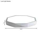Modern Octagon Metal Led Flush Mount Lamp - 16’/19.5’/23.5’ Wide White Perfect For Living Room